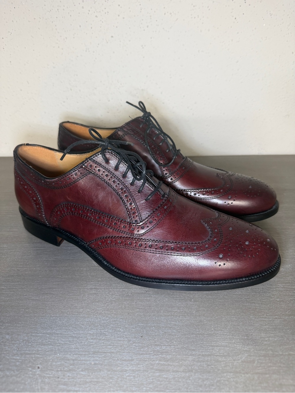 MERCANTI FIORENTINI Kenia Cuoio Leather Wingtip Oxford Men’s Dress Shoes 10 M